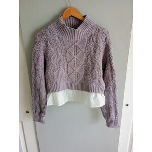 Maeve by Anthropologie Layered Cropped Sweater in lavender/light purple preppy